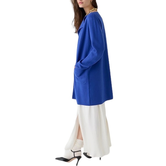 J. Crew Large Juliette Collarless Long Sweater Preppy Coastal Linen - Picture 6 of 9